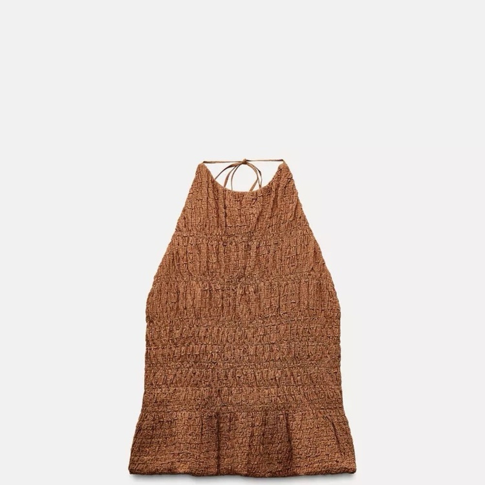 Zara Brown Textured halter top